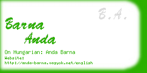 barna anda business card